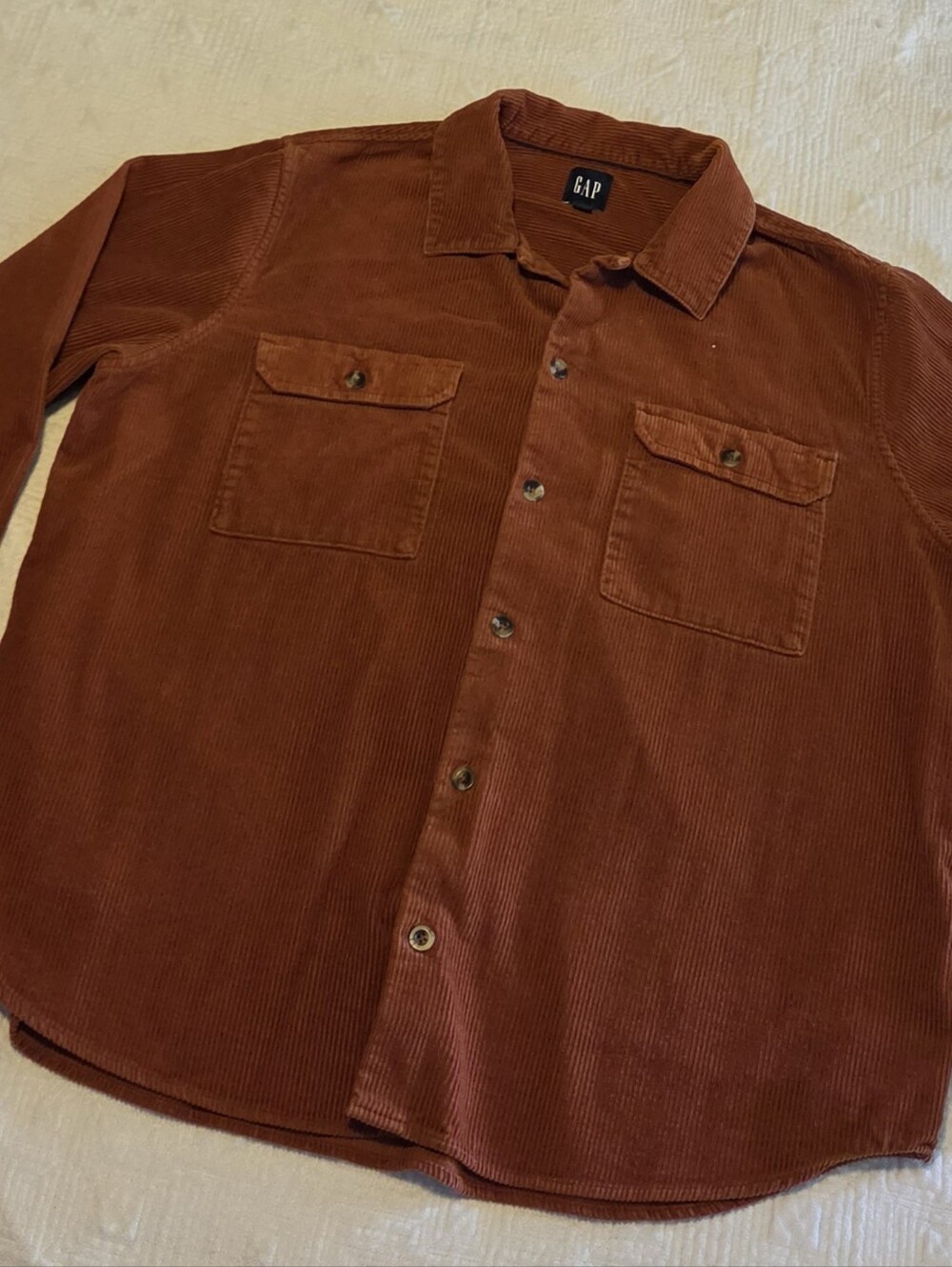 GAP Men's Rust-Brown Corduroy Shirt Jacket, Size XL